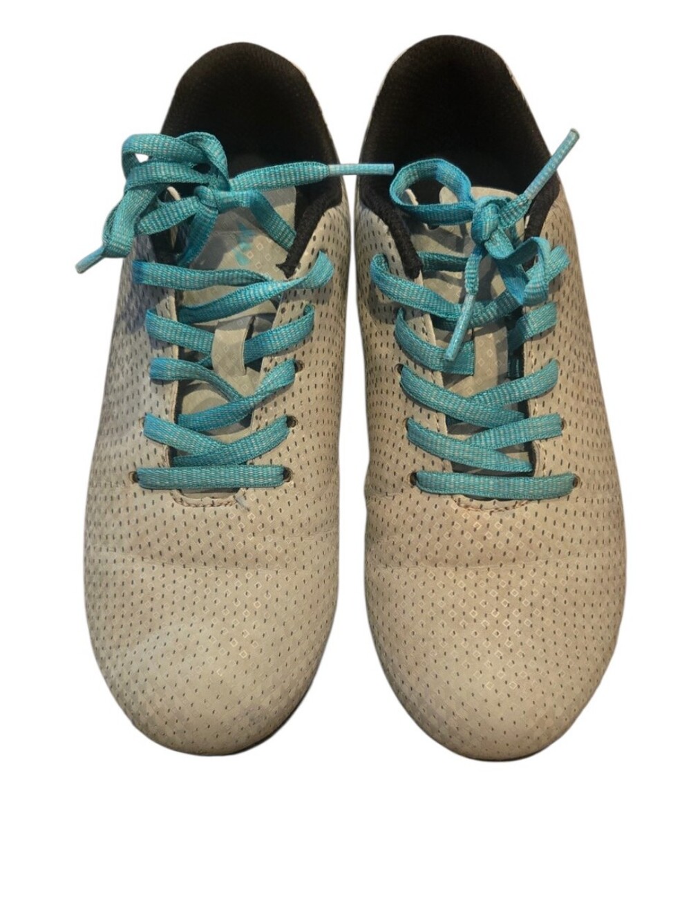 DSG Kids Soccer Cleats Gray with Teal Laces